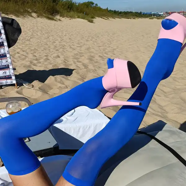 2 dniowe pończochy samonośne - granatowe