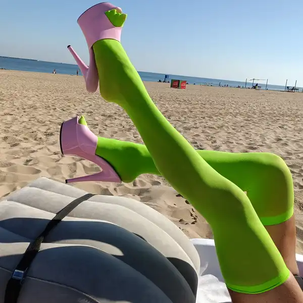 2 dniowe pończochy samonośne - zielone